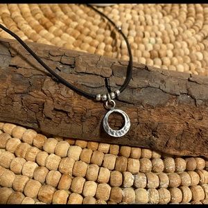 Silpada Leather Necklace with Sterling Silver Circle Pendant